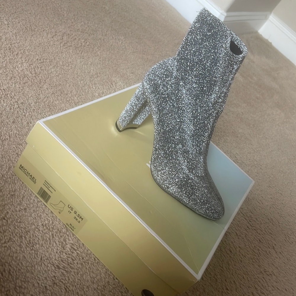 Silver Sparkly Michael Kors Heeled Booties